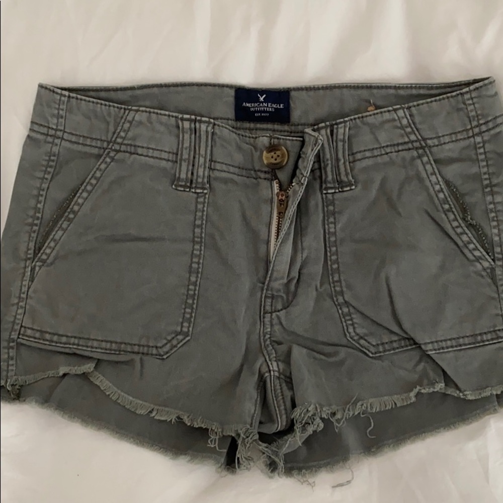 American Eagle Green Gray Khaki Shorts